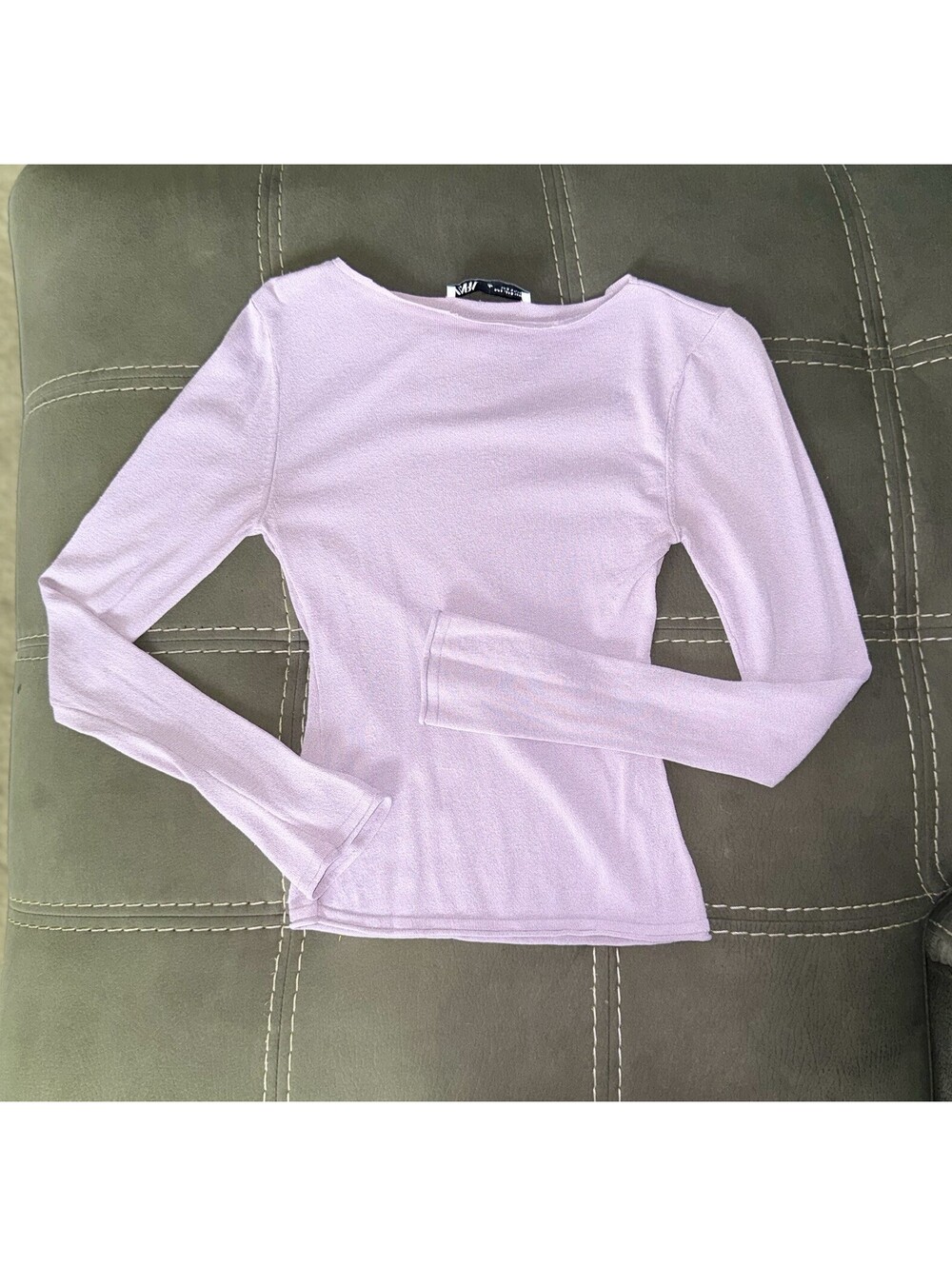Zara Lavender Knit Long Sleeve Boat Neck Sweater Top